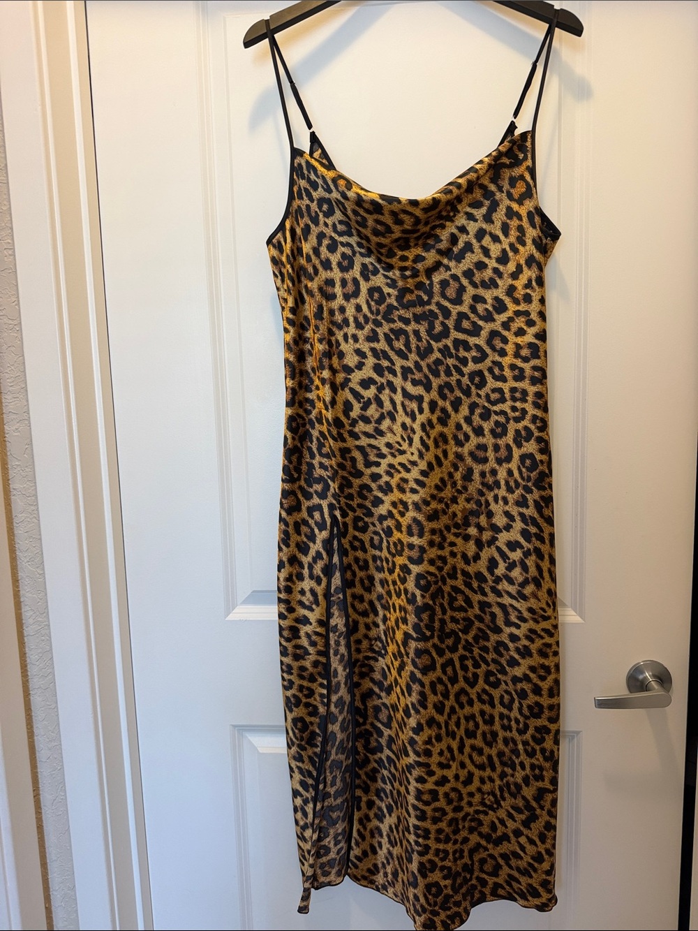 Leopard Print Slip Dress - Brown/Black